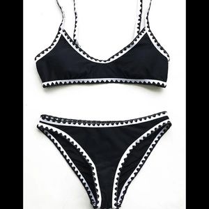 Black and white crochet bikini set